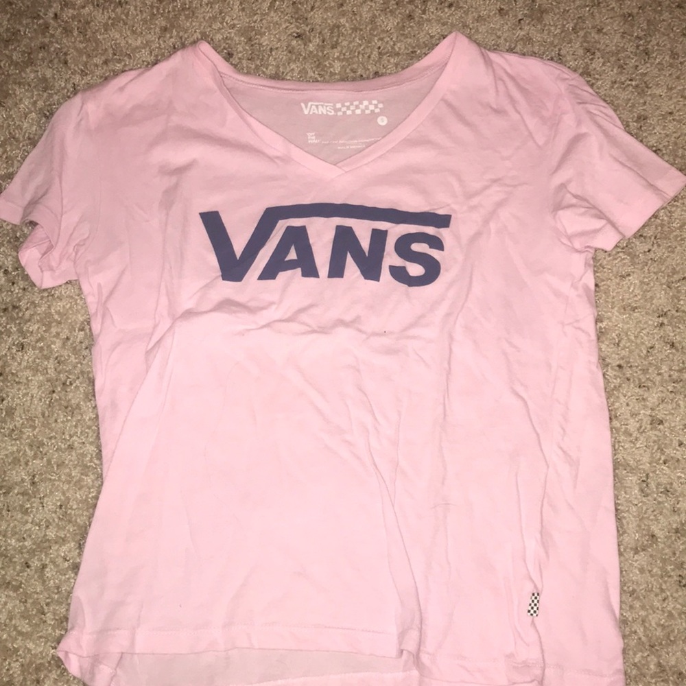 Baby pink and purple lettered vans tee shirt